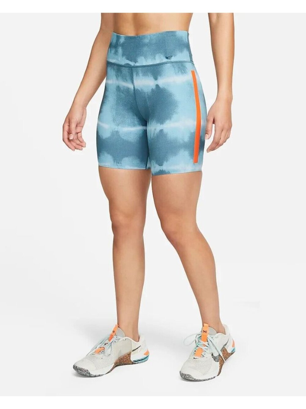 Nike Women One Luxe Dri-FIT Mid-Rise Training Shorts DO7814-058 Blue Size Small